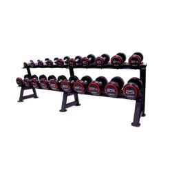 Jordan 10 Pair Dumbbell Rack (2 Tier) 8 Jordan 10 Pair Dumbbell Rack (2 Tier) -Fitness Equipment Store img 23 jtdr 08 10n blk 45full
