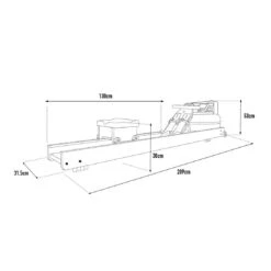 WaterRower Original Series Oak With S4 Performance Monitor -Fitness Equipment Store img 23 wr dimensions opti