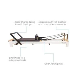 Align Pilates C8-S Pro White Pilates Reformer -Fitness Equipment Store img 24 ap c8sl annotated side opti