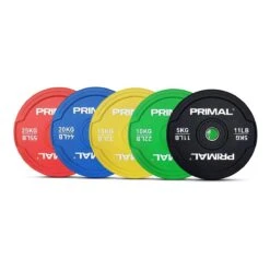 Primal Pro Series Coloured Bumper Plates (Single) -Fitness Equipment Store img 24 ps rubbercolourbumpers 150kgset opti